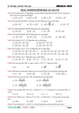 Trắc nghiệm Hình học 10 Vectơ